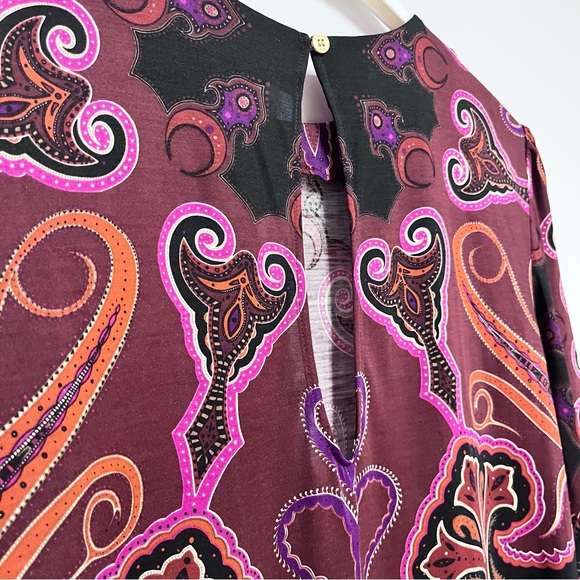 Rachel Zoe x Revolve Silk Magnum Shift Dress in Bordeaux Print Size 6 Keyhole - Picture 5 of 12